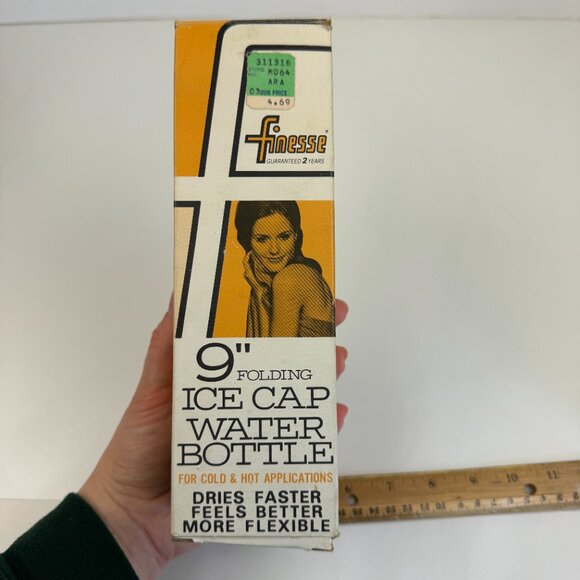Vtg Used Finesse 9 inch folding Ice Cap Water Bottle Ice Pack w Box Prop READ - Picture 9 of 11